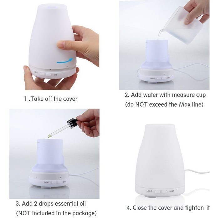 Essential Oil Diffuser, Elecstars 100ml Cool Mist Humidifier with Adjustable Mist Mode Portable Ultrasonic with... N5
