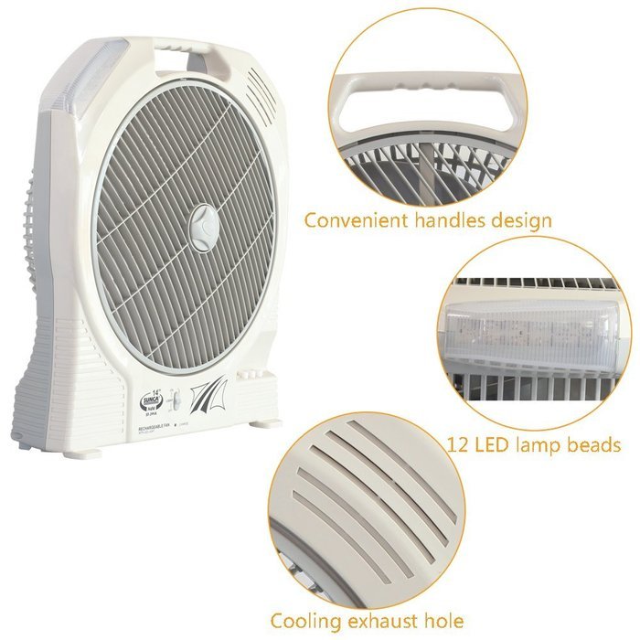 HAITRAL Rechargeable Table Fan SF-399A Turbo Force Air Circulator AC/DC Operated with Led Light N2