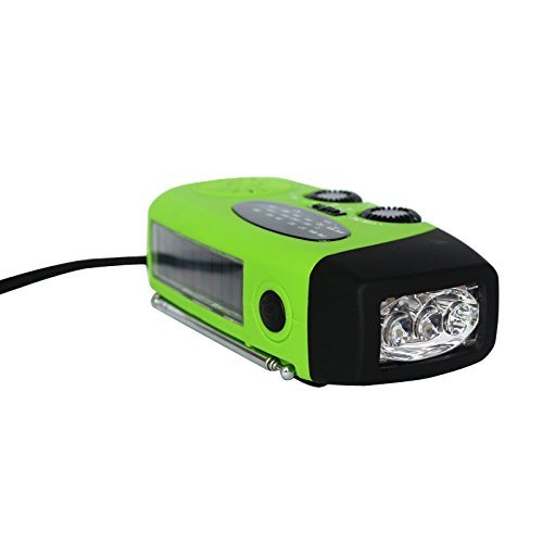 Sminiker Solar Self Powered Portable Hand Crank Emergency Radios, AM/FM/NOAA Weather, Emergency Flashlight (Red) N2
