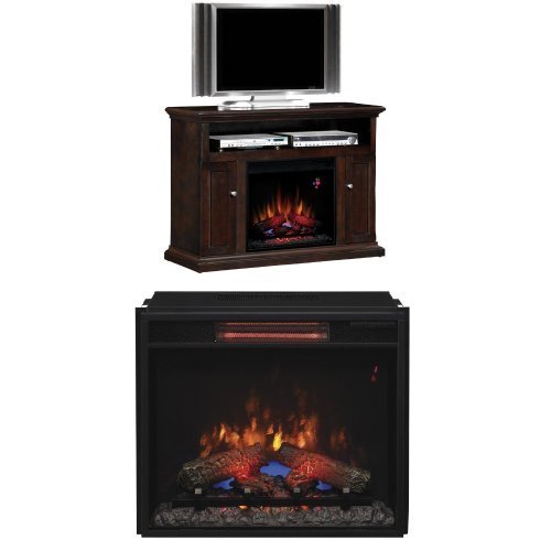 Complete Set Cannes Media Mantel in Espresso with 23" Infrared Spectrafire Plus Insert with Safer Plug