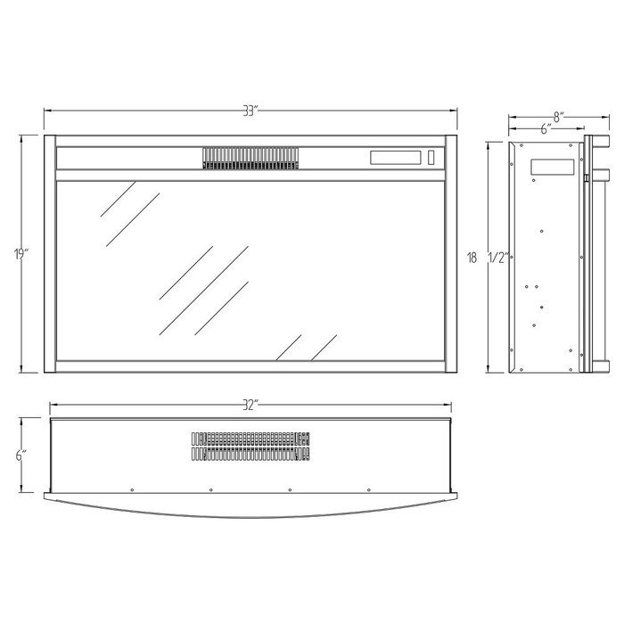 Moda Flame Elwood 33 Inch Curved Electric Fireplace Insert N3