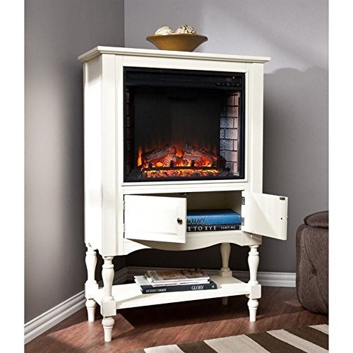 Providence Fireplace Tower in Antique White Finish N8