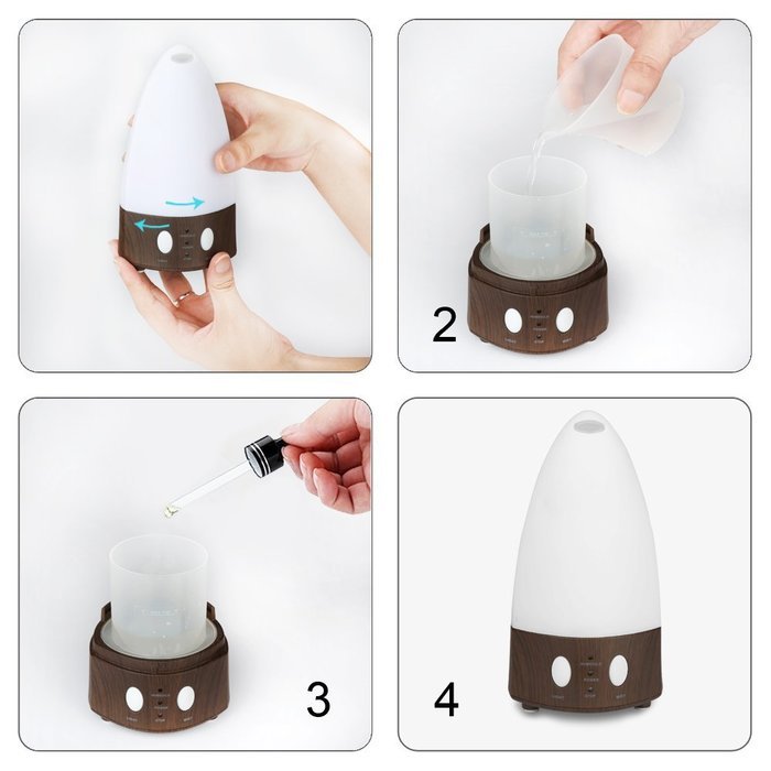 Aidodo Essential Oil Diffuser, 100ML Portable Mist Aroma Diffuser with 7 Color Changing LED Lights for Home and... N2