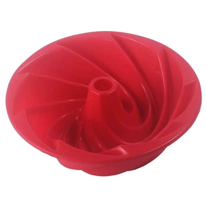 E_Global Red Large Spiral shape Bundt Cake Pan Bread Chocolate Bakeware Silicone Mold