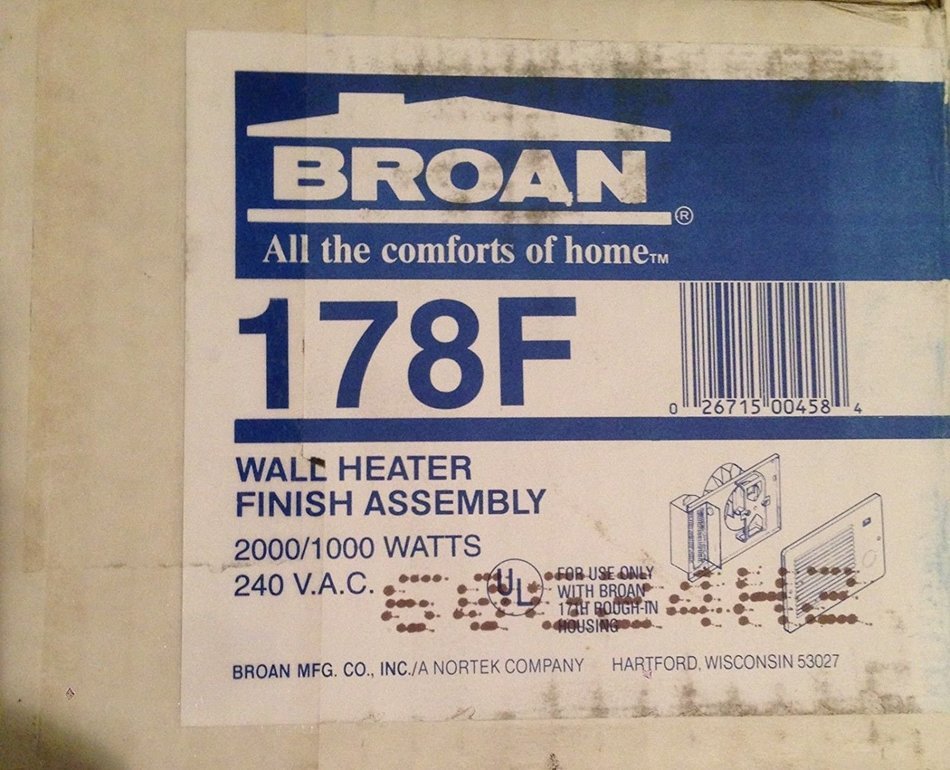Broan 178F Wall Heater Project Pack, Multi-Watt 240/208V Fan-Forced - White