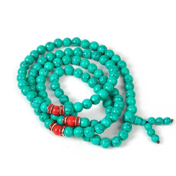 8mm China Tibetan Buddhist Turquoise Mala Prayer Bead N8
