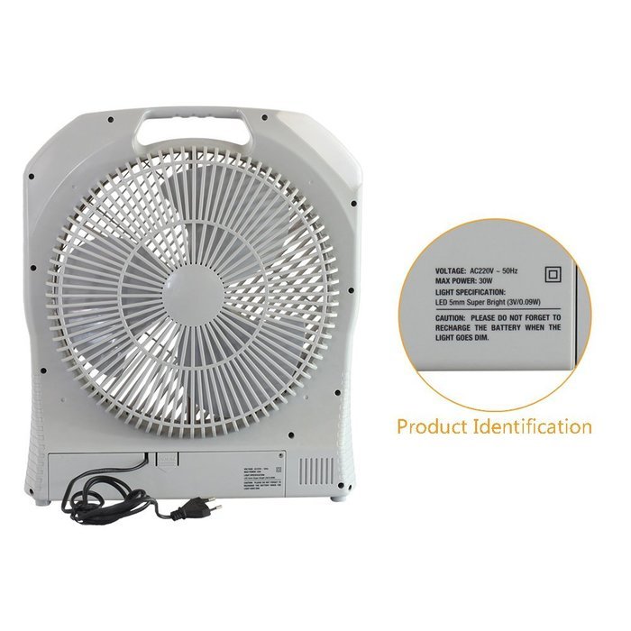 HAITRAL Rechargeable Table Fan SF-399A Turbo Force Air Circulator AC/DC Operated with Led Light N3