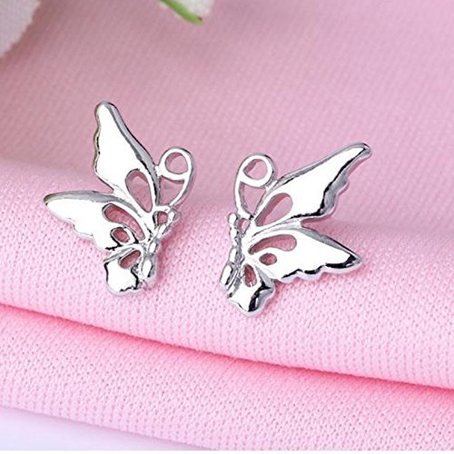 1 Pair Hot Women Lovely Butterfly Earrings Silver Plated Jewelry N2