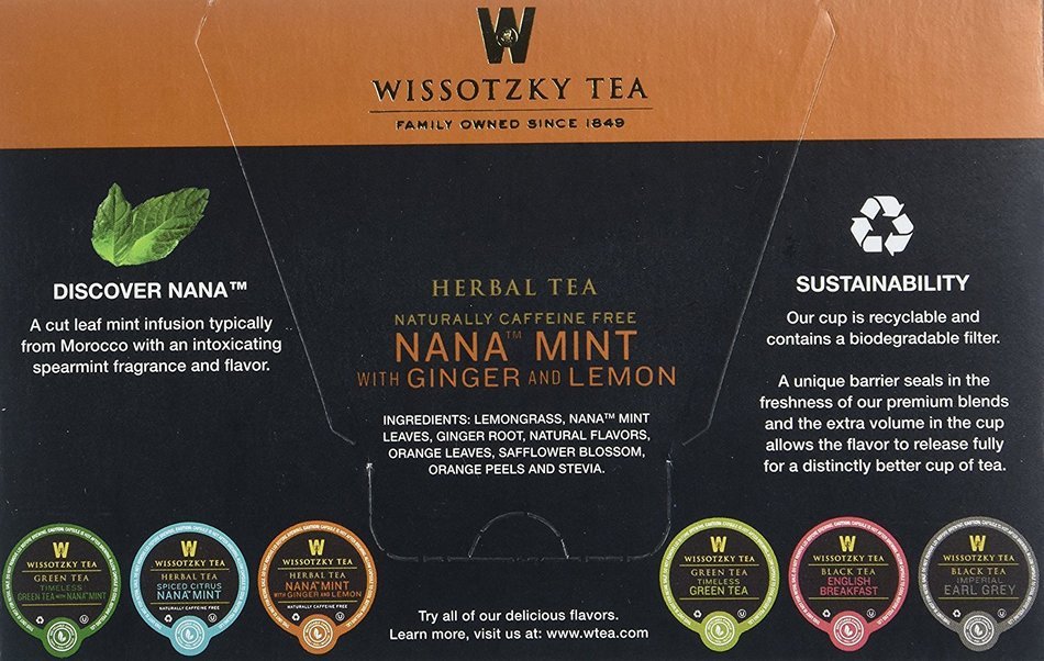 Wissotzky Tea Spiced Citrus Nana Mint Herbal Single Serve Cups for Keurig K Cups, 12 Count N55