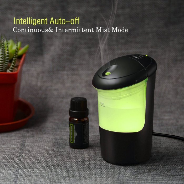 InnoGear Car Air Refresher USB Essential Oil Diffuser with 7 Colorful LED lights for Vehicle Cup Holder N4