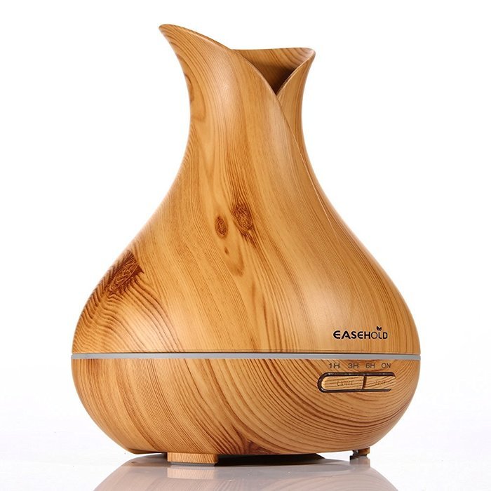 Easehold Aroma Essential Oil Diffuser Humidifier Air Purifiers 400ml Wood Grain with Cool Mist and Colorful LED... N2
