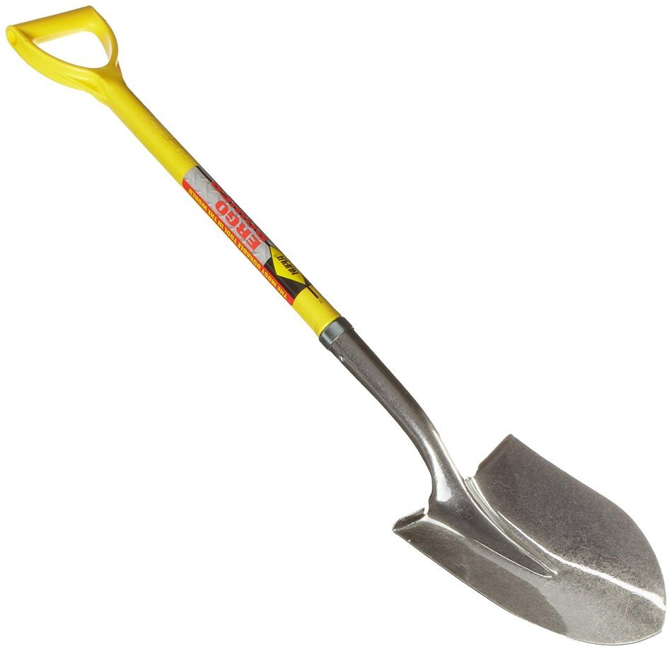 Nupla RP14D-30E #2 Ergo Power Round Point Shovel, Heavy Gauge Blade, D Grip, 14 Gauge, 30" Handle