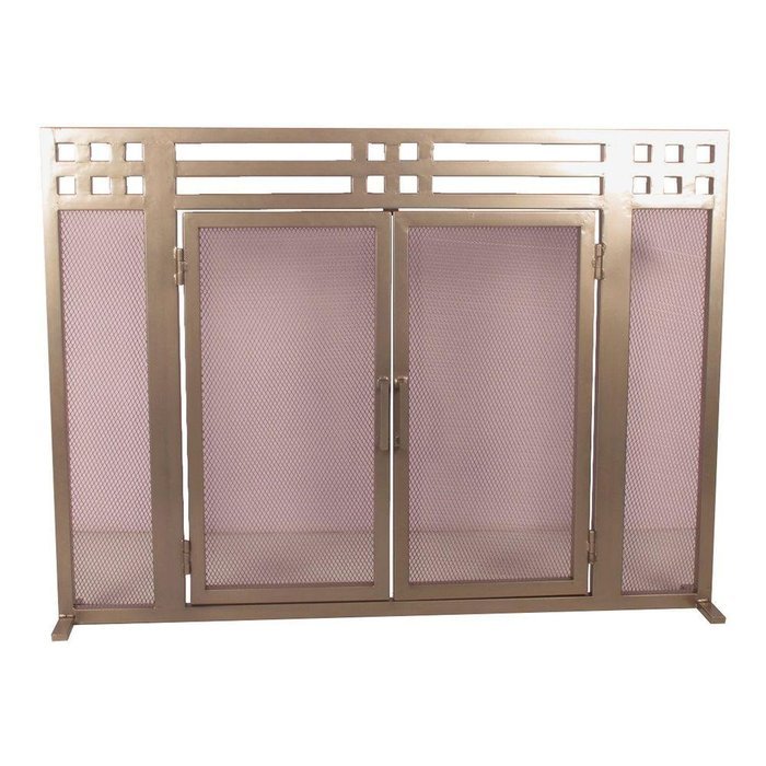 Layton Pewter Single-Panel Fireplace Screen Pewter Powder Coated Finish