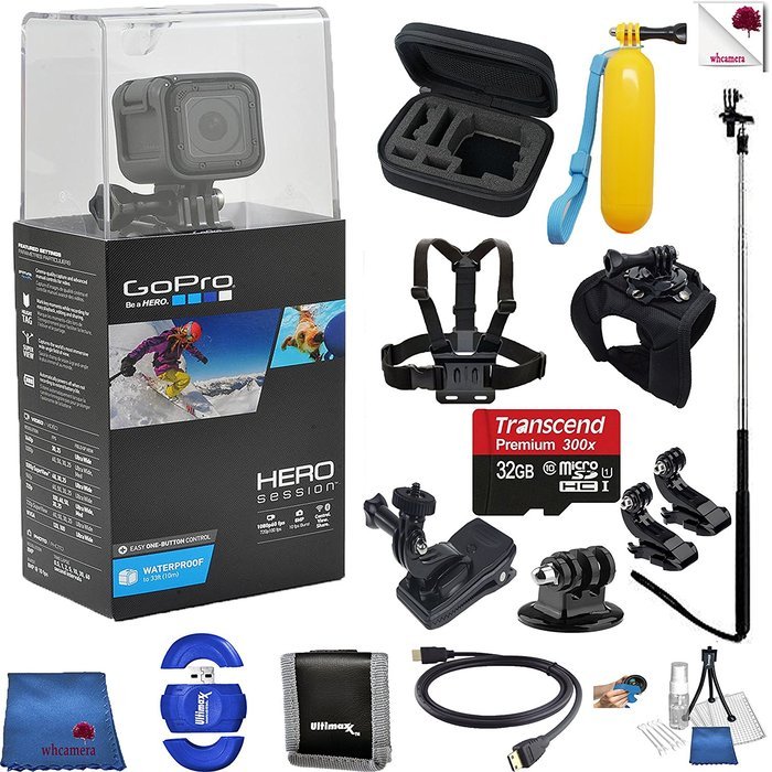 Gopro Hero 4 Session 14 Piece Excursion Bundle Includes: Go Pro Hero4 Session + Case + Floaty Bobber + Chest Strap...
