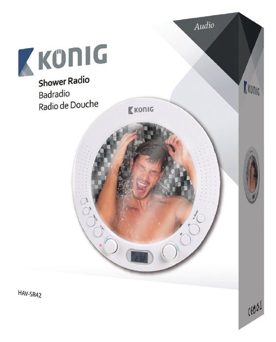 Konig AM/FM shower radio with mirror [HAV-SR42] N2
