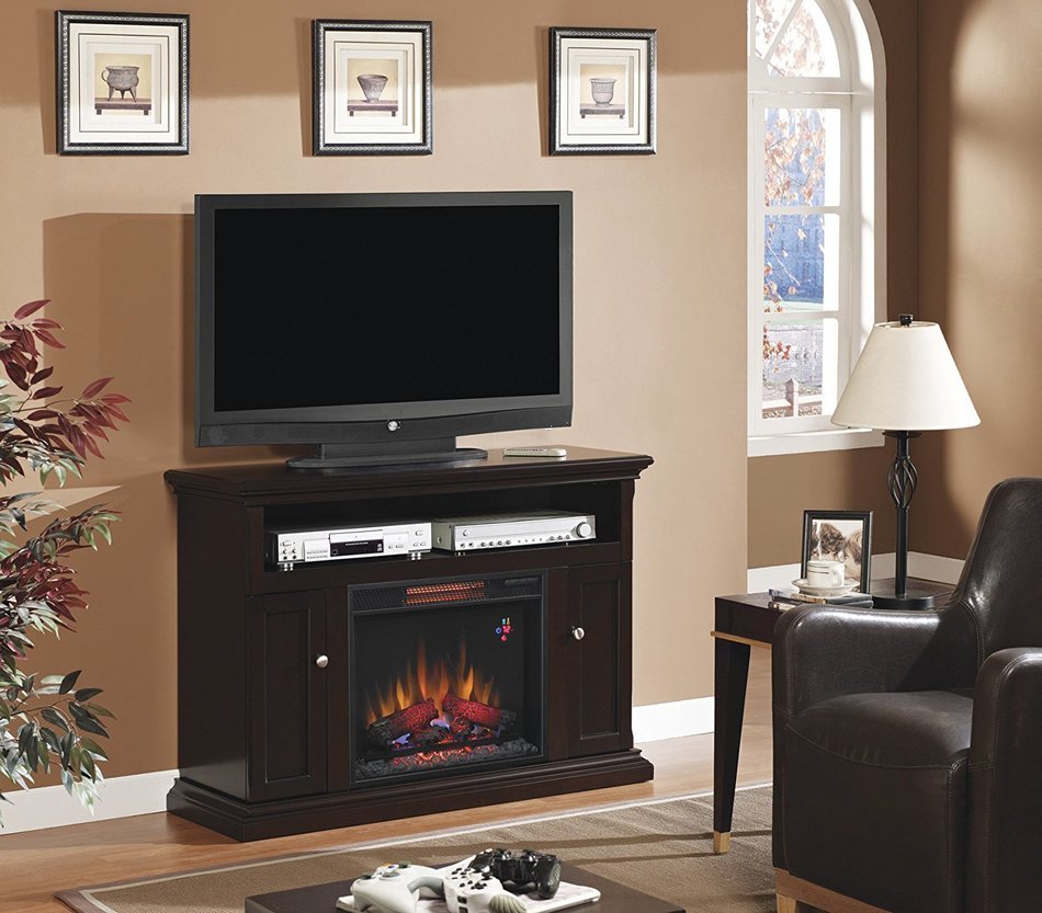 ClassicFlame 23MM378-E451 Cannes TV Stand for TVs up to 50", Espresso (Electric Fireplace Insert sold separately) N4
