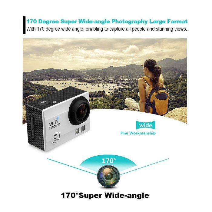 Excelvan Q5 12MP Mini Wifi Action Sports Camera with 2-Inch HD LCD 170 Degree Wide-Angle Lens and Battery (Black) N2