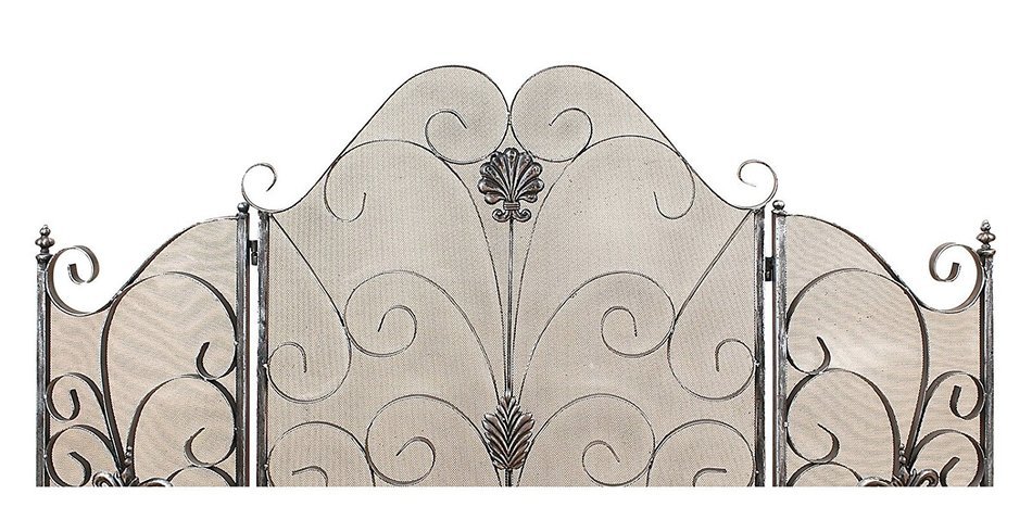 Iron Fireplace Screen with 3 Panels & Stunning Silver Finish Perfect for Home Protection & Decoration N6