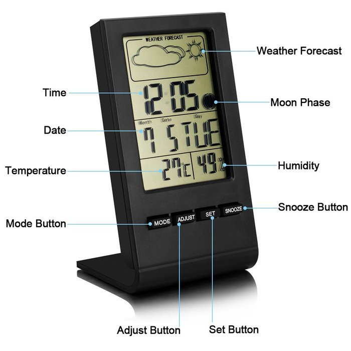 VersionTech Multi-functional Thermohygrometer Indoor Humidity Monitor Digital Hygrometer with Alarm Clock N4