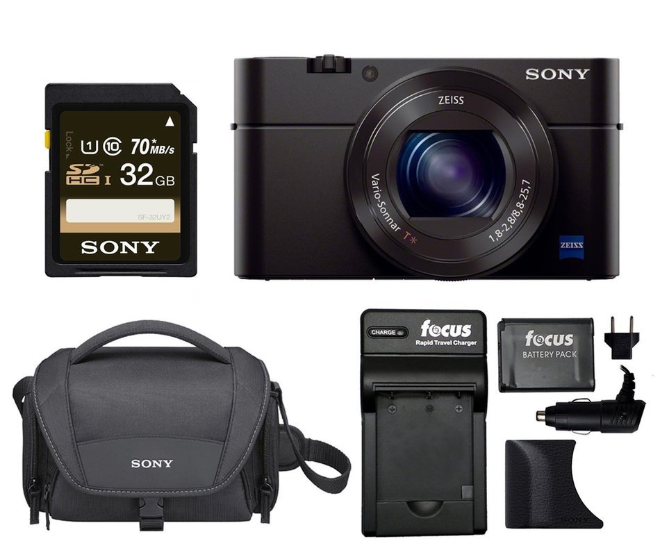 Sony Cyber-shot RX100M III 20.1 MP Digital Camera w/ Sony AGR2 Attachment Grip (Black) & 32GB Accessory Bundle