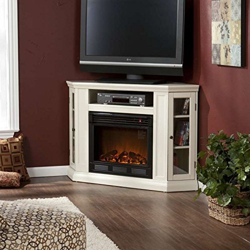 Convertible White Media Electric Fireplace Corner Or Flat Wall N4