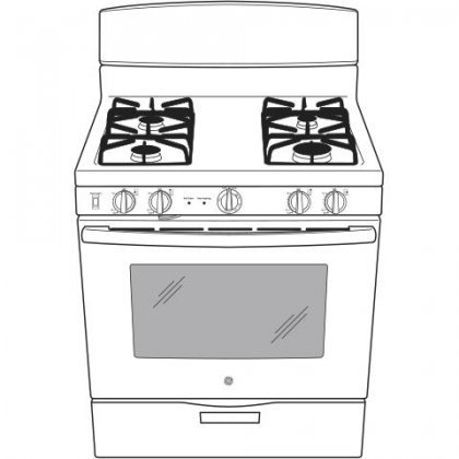GE JGB450DEKWW 30" Gas Freestanding Range with 4 Burners, Sealed Burner, Storage Drawer, 5.0 cu. ft. Primary Oven...