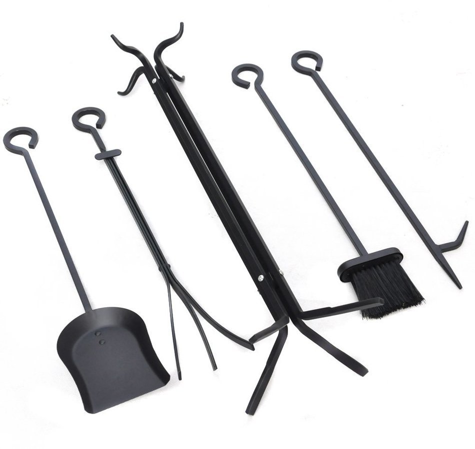 World Pride 5-piece Wrought Irontoolset,black, Fireplace Tool N3