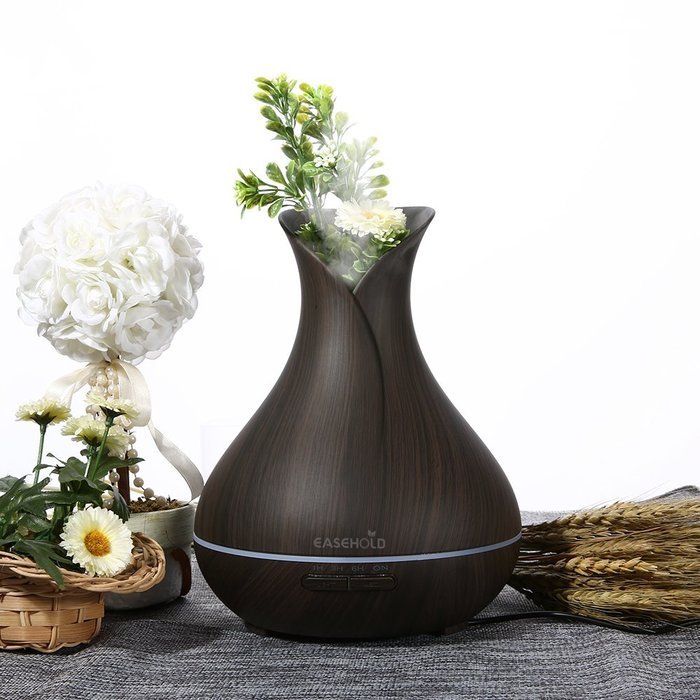 Easehold Aroma Essential Oil Diffuser Humidifier Air Purifiers 400ml Wood Grain with Cool Mist and Colorful LED... N8
