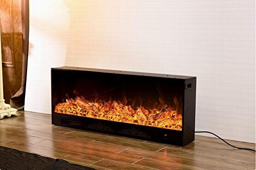 Fireplace Electric Embedded Insert Heater Glass Flame Remote Control N5