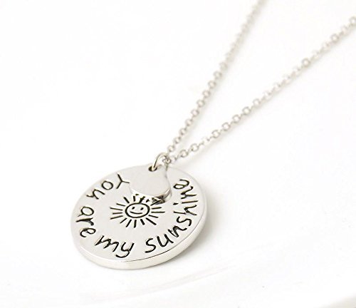 Fashion Beautiful &ldquo;you are my sunshine&rdquo; Letter Silver Round Pendant Necklace