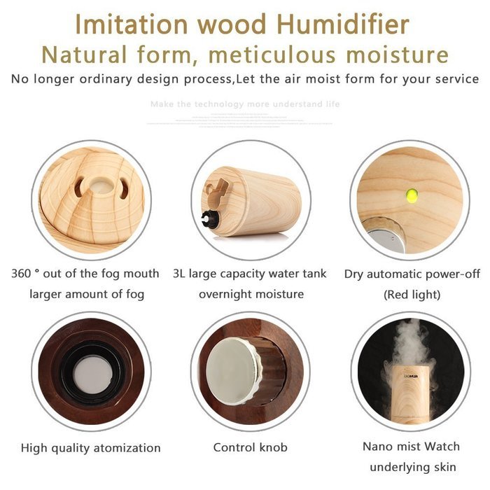 SUNKY - Ultrasonic Cool Humidifier, Handcraft Air Cleaner Purifier Diffuser - 3L Capacity - Humidity Mist Control... N15