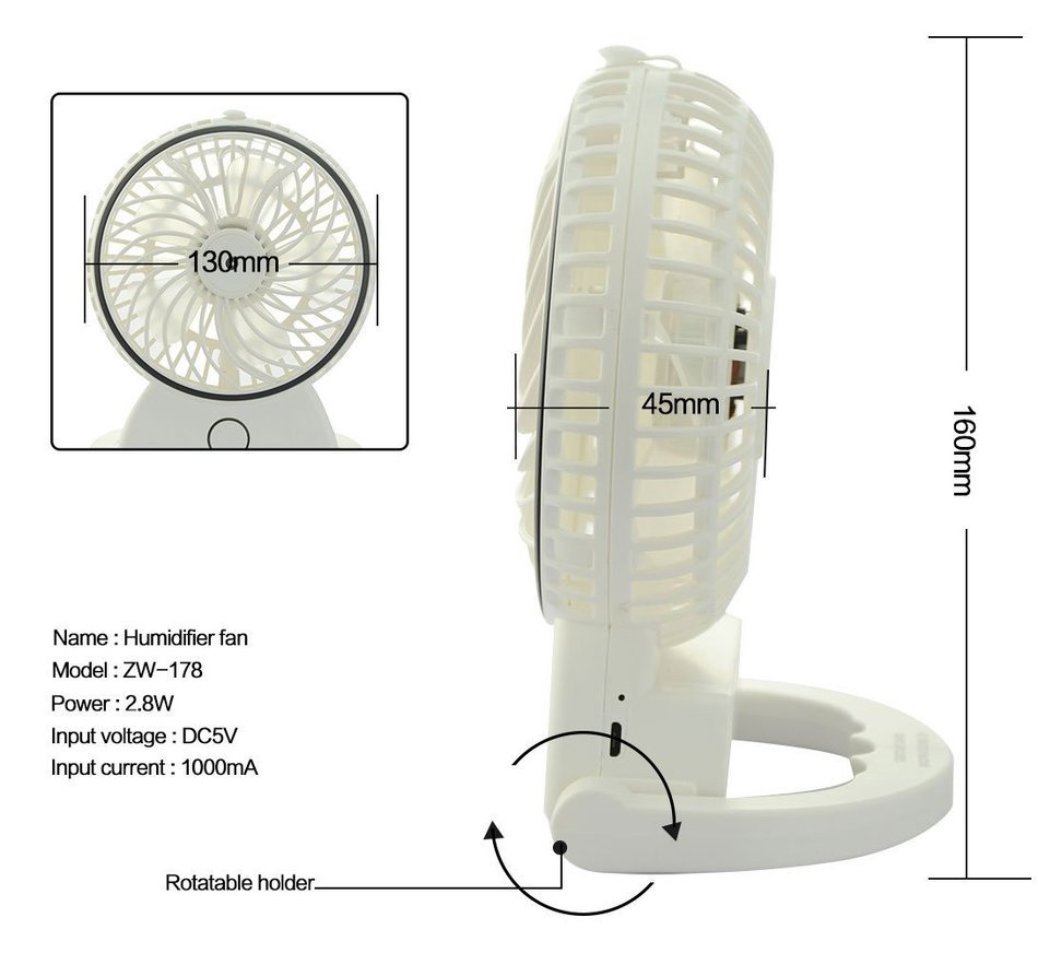 Welltop Table Fans Portable Desktop Humidifier Fan Handheld Fans Rechargeable Cooling Misting Fan Personal Cooling... N16