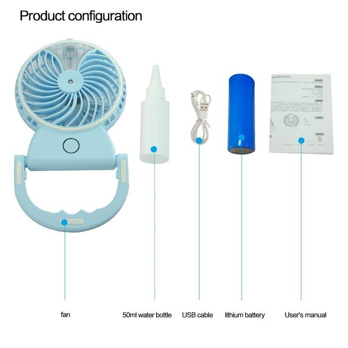 Welltop Table Fans Portable Desktop Humidifier Fan Handheld Fans Rechargeable Cooling Misting Fan Personal Cooling... N20