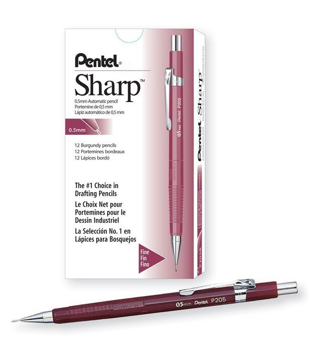 Pentel Sharp Automatic Pencil, 0.9mm Lead Size, Yellow Barrel, Box of 12 (P209G) N6