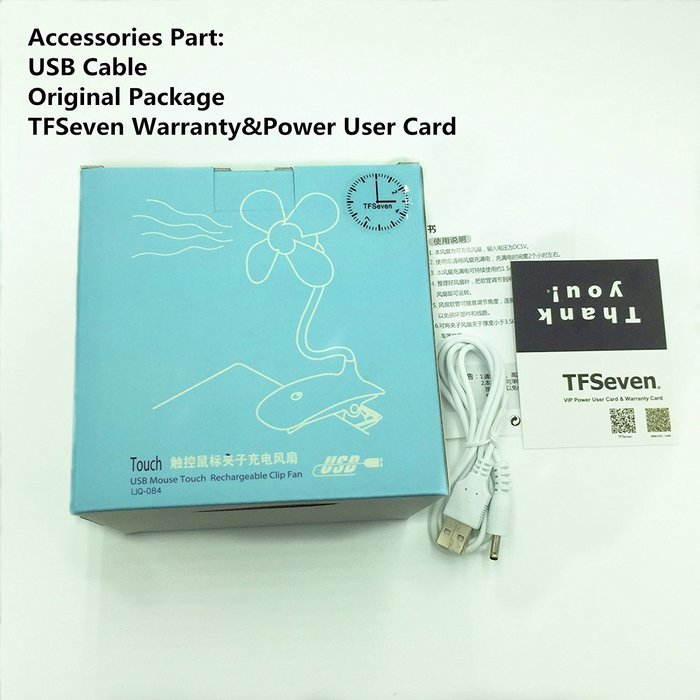 Clip Fan , TFSeven Portable Mini USB Clip Fan Personal Clip-on / Table Fan with Built-in Rechargeable Battery...
