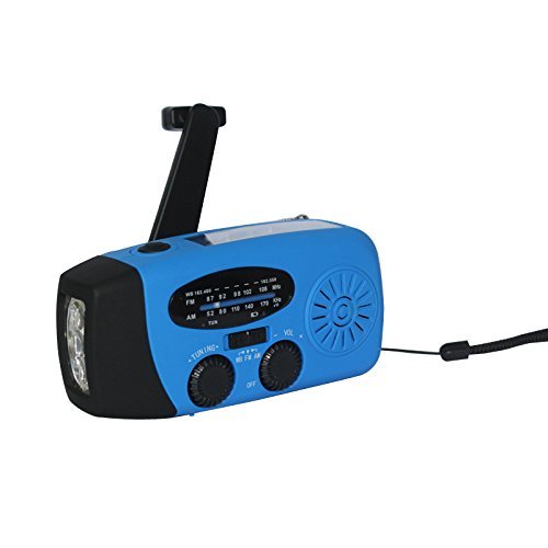 Sminiker Solar Self Powered Portable Hand Crank Emergency Radios, AM/FM/NOAA Weather, Emergency Flashlight (Red) N3