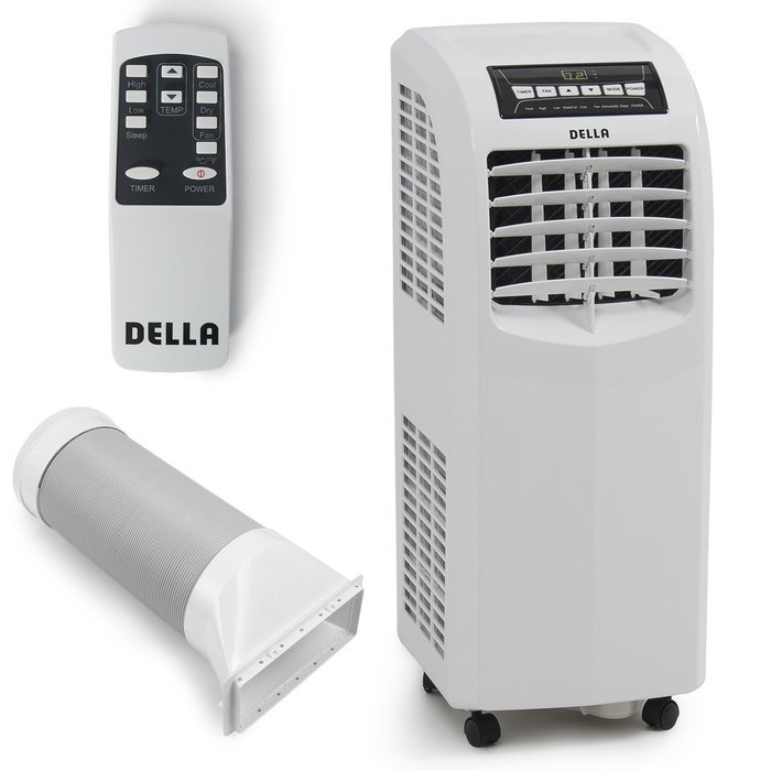 Della 8,000 BTU Portable Air Conditioner Cooling Fan Dehumidifier A/C Remote Control + Window Vent Kit, White N6