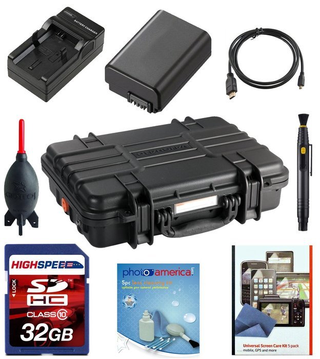 Sony A7 A7K A7R Waterproof Kit w/ Professional Hard Case, Deluxe Accessory Pack 32GB