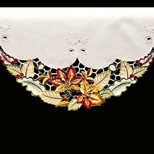 19" X 90" Wide Fireplace Mantel Scarf with Fall Leaves N2