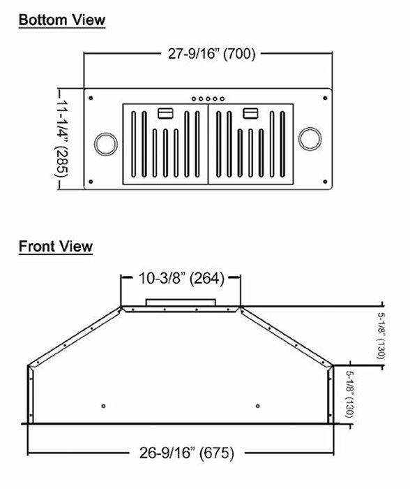 Brillia INX2730SQB-700-2 3-Speed 750 CFM Built-In Range Hood with LED Lights and Baffle Filters, 30", Stainless...