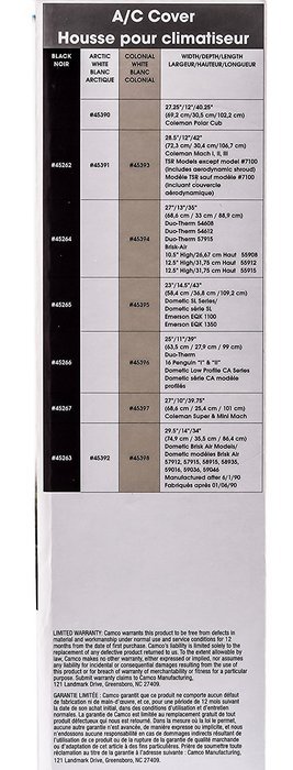 Camco 45392 Vinyl Air Conditioner Cover. Fits Dometic Brisk Air Models (White) N3