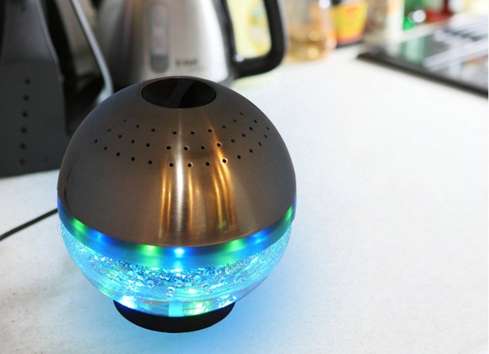 HOMY 1L Water-Based Stainless Steel Air Purifier Humidifier Air Cleaner with 27 LED Night Light N2