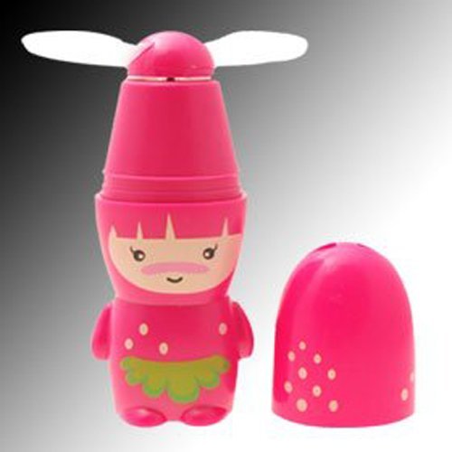 SODIAL(R) Cute Pink Purple Doll Battery Powered Summer Pocket Personal Mini Fan