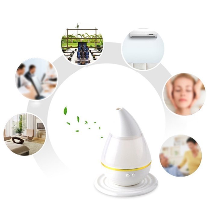 250ml MINI Portable Drop Shape Water-soluble Aroma Essential Oil Diffuser have Colorful LED Lights Lamp use USB... N8