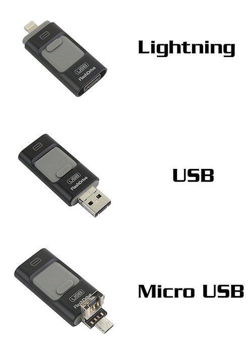 iPhone USB Flash Drive Suit For Iphone 6 / 5 IOS 9.0 and Android with Double Plug (USB and iPhone Interface) for... N5