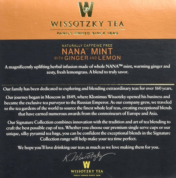 Wissotzky Tea Spiced Citrus Nana Mint Herbal Single Serve Cups for Keurig K Cups, 12 Count N59