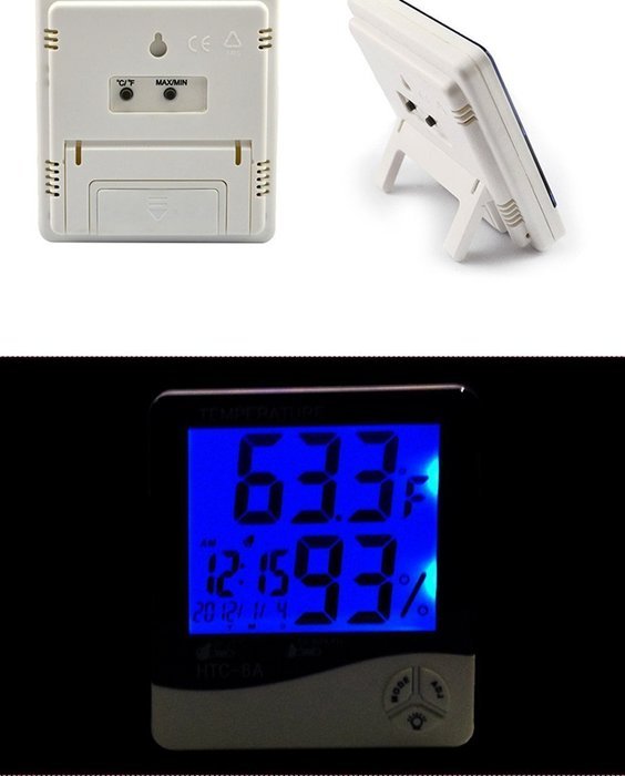 Biligo&reg; HTC-8A, LCD Night Light Indoor Hygrometer Thermometer With Clock N2