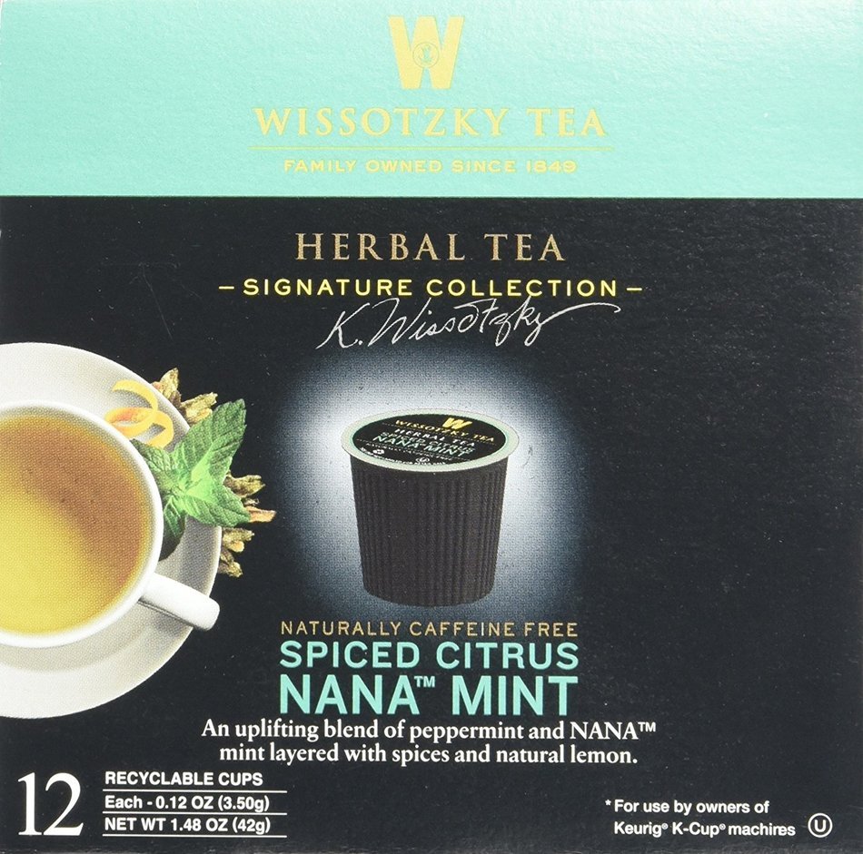 Wissotzky Tea Spiced Citrus Nana Mint Herbal Single Serve Cups for Keurig K Cups, 12 Count N69