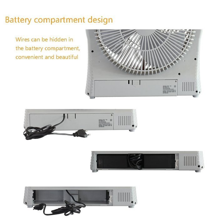 HAITRAL Rechargeable Table Fan SF-399A Turbo Force Air Circulator AC/DC Operated with Led Light N6