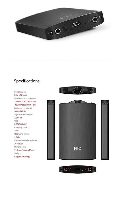 FiiO A3 (E11K E11) Kilimanjaro 2 Portable Headphone Amplifier with Extreme Audio 3.5mm Stereo to RCA Cable